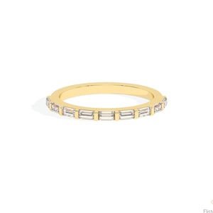 Baguette Lab Grown Diamond Half Eternity-band, 14k geelgouden stapelring