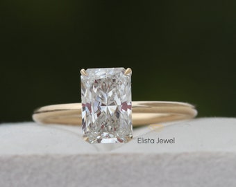 2.00CT Radiant Cut CVD Diamond Engagement Ring: 14k Yellow Gold Hidden Halo