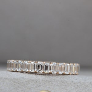 Emerald Cut Lab Grown Diamond Full Eternity Band, 14K Solid Yellow Gold Wedding Band, Stacking Band, Engagement Band, Anniversary Gift