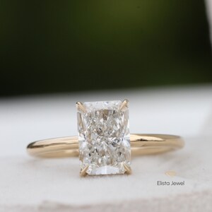 2Ct Radiant Lab Grown Diamond Engagement Ring, Hidden Halo Solitaire Radiant Cut Wedding Ring, Anniversary Ring. image 1