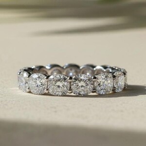 Cushion Cut Lab-Grown Diamond Eternity Band: 14K White Gold Stacking Ring