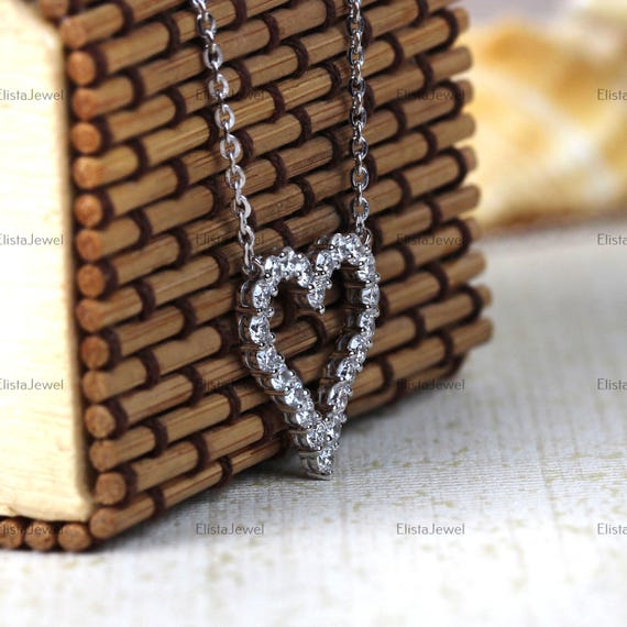 18金ハートカットダイヤネックレス ラウンドカットダイヤモンド