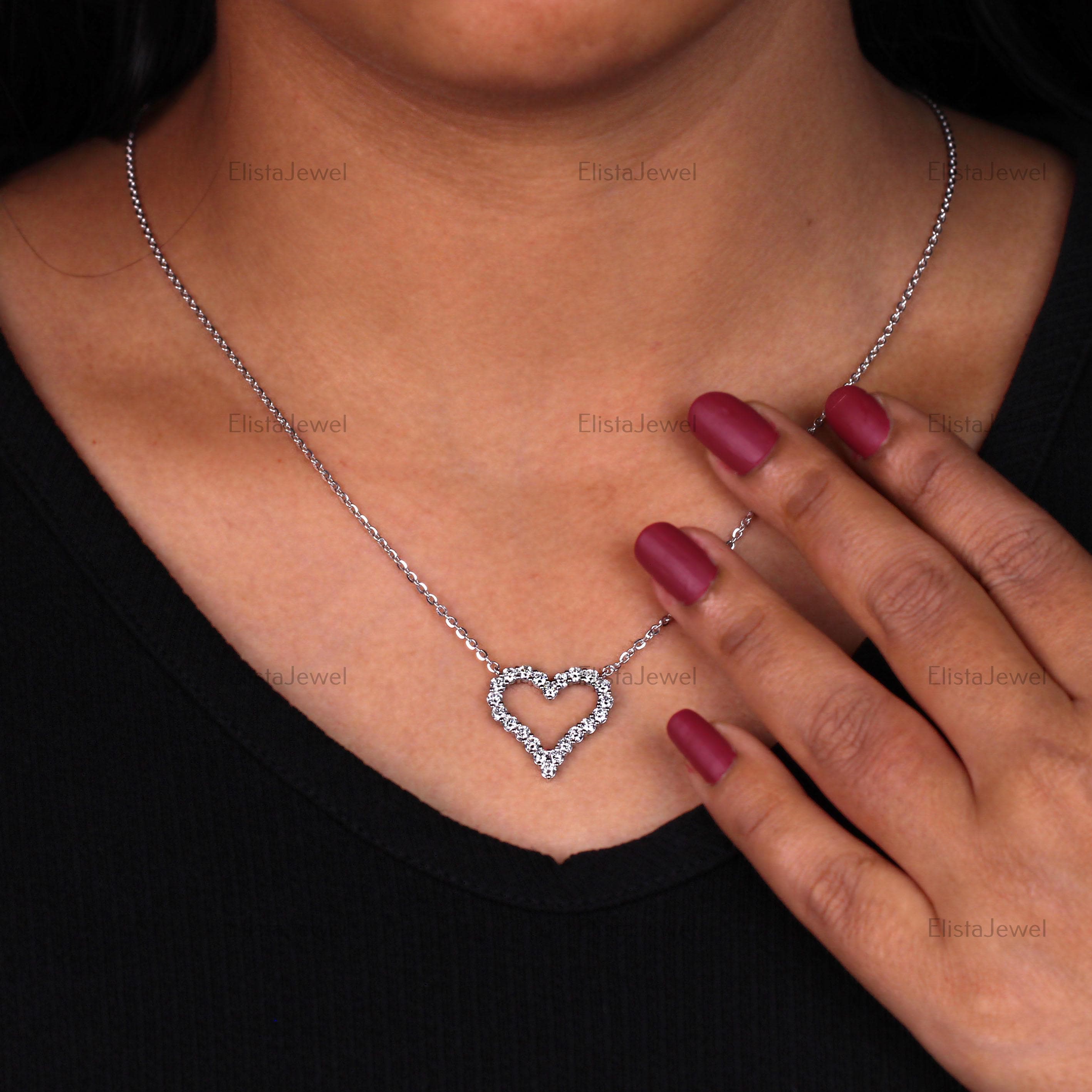 ネックレス ホワイト   ダイヤモンド1.00ct ハート 18Kホワイトゴールド ダイヤモンド ハートペンダントネックレス、1.00