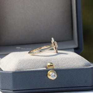 Emerald Cut Diamond Ballerina Ring: Gold Mosaic Engagement Ring