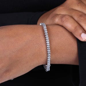 Tennis Bracelet Oval-Cut Lab Grown Diamond, 14K Solid White Gold Bracelet For Women, Stacking Bracelet, Wedding Gift
