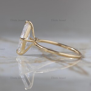 Kite Cut Lab Diamond Engagement Ring: 10K Yellow Gold Solitaire
