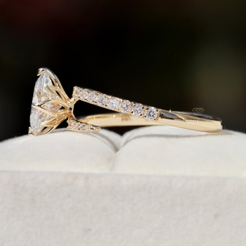 Custom Oval Diamond Engagement Ring: Compass Prongs, Bypass Shank, IGI Certified