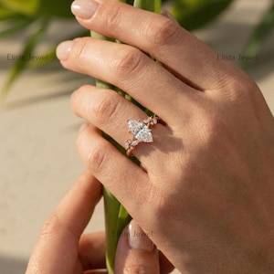 Marquise Lab Grown Diamond Split Shank Engagement Ring, 14K Rose Gold, IGI Certified