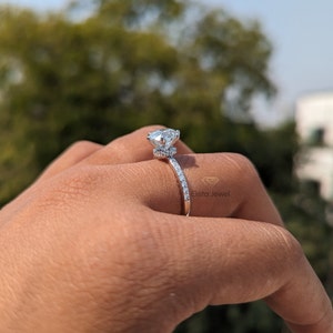 2.45CT Round Lab Diamond Engagement Ring: 18k White Gold Pave Collar Halo