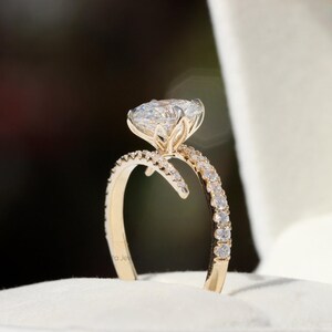 Custom Oval Diamond Engagement Ring: Compass Prongs, Bypass Shank, IGI Certified