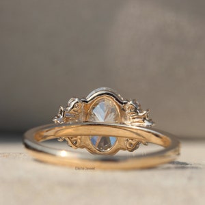 Oval-Cut Lab Grown Diamond Cluster Wedding Ring, 18K Solid Yellow Gold Engagement Ring, Unique Women Diamond Ring, Proposal Ring For Her image 2