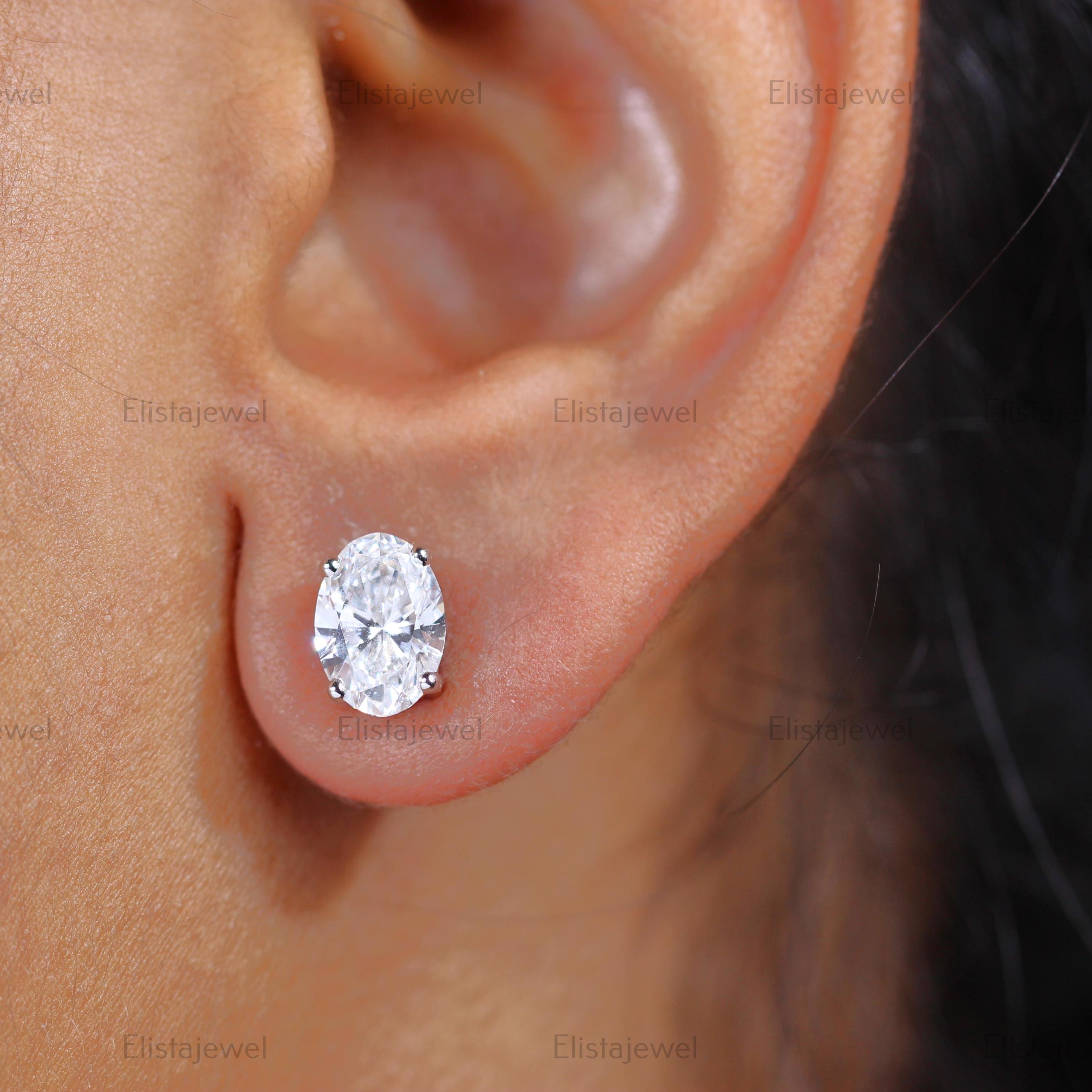 Orecchini A Cerchio Con Diamanti Creati In Laboratorio 2ct - Argento 925 Placcato Oro 14k