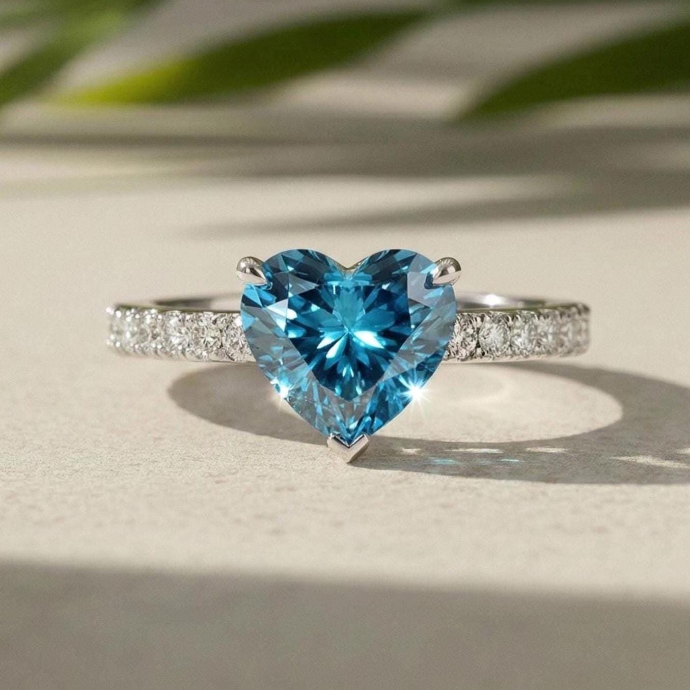 Fancy Blue Diamond Heart Ring - Etsy display picture 1