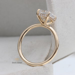 2Ct Radiant Lab Grown Diamond Engagement Ring, Hidden Halo Solitaire Radiant Cut Wedding Ring, Anniversary Ring. image 6