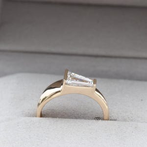 1.10CT Lab Created Tapered Baguette Solitaire 18K Gold Engagement Ring