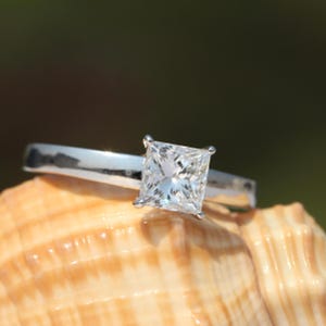 1 Carat Princess Cut Lab Grown Diamond Solitaire Engagement Ring,  IGI Certified Lab Diamond Ring,  Anniversary Gift For Her
