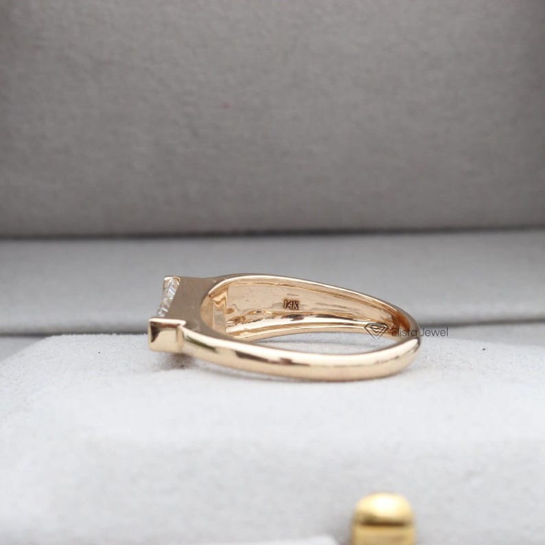1.10CT Lab Created Tapered Baguette Solitaire 18K Gold Engagement Ring