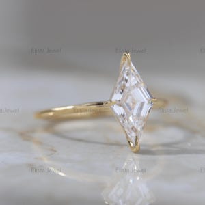 Kite Cut Lab Diamond Engagement Ring: 10K Yellow Gold Solitaire