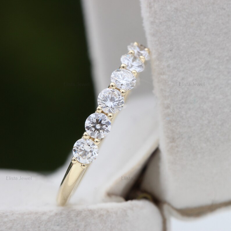 14k Yellow Gold Lab Grown Diamond Wedding Band: Half Eternity Stacking ...