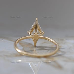 Kite Cut Lab Diamond Engagement Ring: 10K Yellow Gold Solitaire