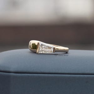 1.10CT Lab Created Tapered Baguette Solitaire 18K Gold Engagement Ring