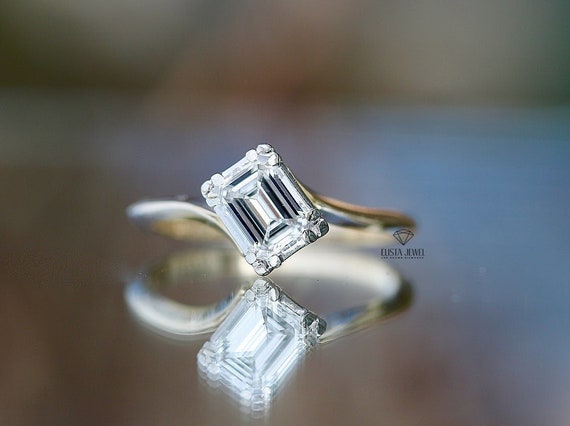 2.5 CT Emerald Cut Moissanite Engagement Ring,solitaireemerald  Cutmoissanite Ringuniquehidden Halolab Diamond Ringwedding Ringwomen - Etsy  Australia