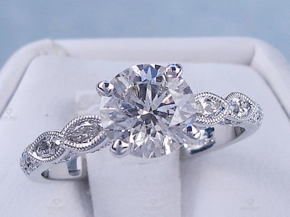 Art Deco Style 1.41 Carat Diamond Flower Ring - GIA J SI2