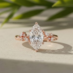 Marquise Lab Grown Diamond Split Shank Engagement Ring, 14K Rose Gold, IGI Certified