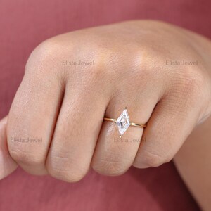 Kite Cut Lab Diamond Engagement Ring: 10K Yellow Gold Solitaire