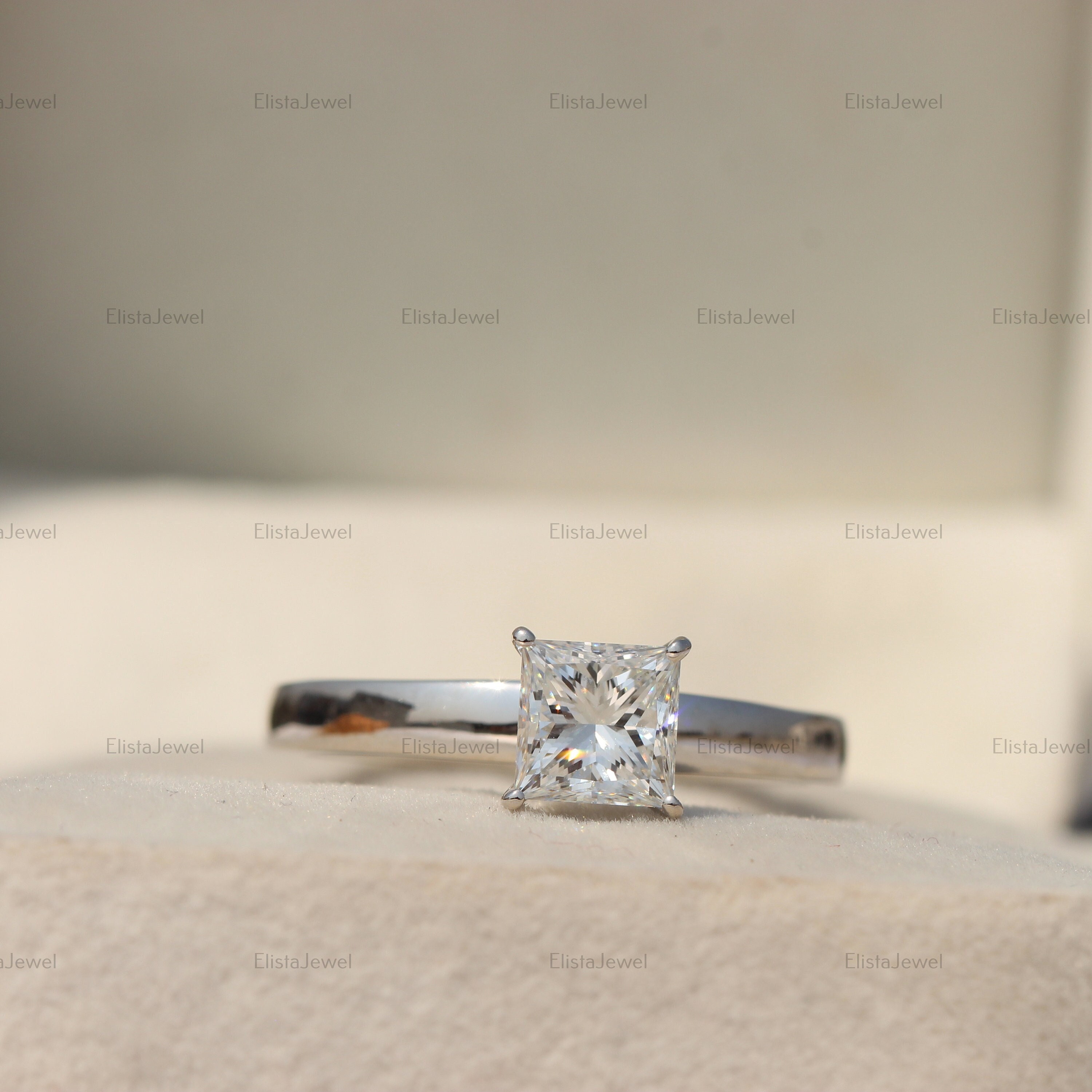 【HYERES LOR】24SS★ Lab Dia 14K 1ct Princess Solitaire Ring 1 CT. Princess-Cut Certified Lab-Grown Diamond Solitaire