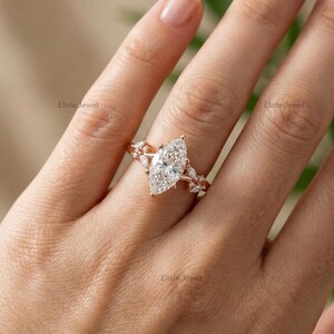 Marquise Lab Grown Diamond Split Shank Engagement Ring, 14K Rose Gold, IGI Certified