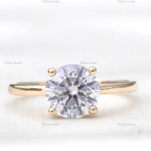Round Diamond Solitaire Ring, 2 Carat Lab Grown Diamond Engagement Ring, IGI Certified,14k White Gold Wedding Ring For Her