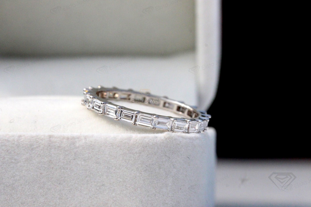 Baguette Lab Grown Diamond Eternity Band, 14K Gold Wedding Ring - Etsy