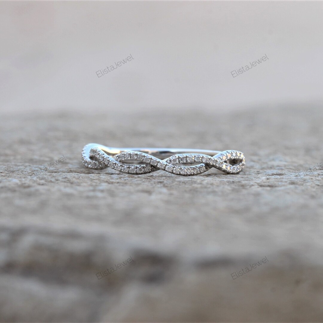 Infinity Stackable Ring 14K White Gold Infinity Diamond Wedding Band: Stackable Ring - Etsy