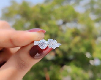 Cluster Lab-Grown Diamond Engagement Ring: 1.41 Carat Gold/Platinum Starburst Wedding Ring