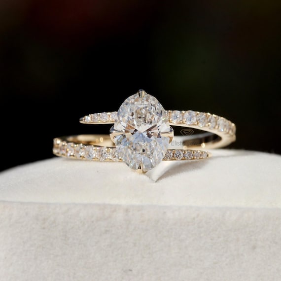 Oval Diamond Ring Custom Engagement: Compass Prongs, Bypass Shank, IGI Certified