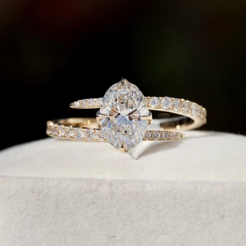 Custom Oval Diamond Engagement Ring: Compass Prongs, Bypass Shank, IGI Certified