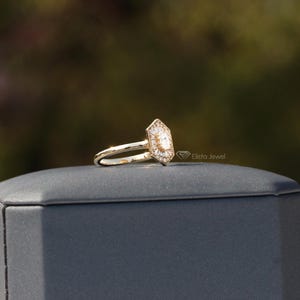 Emerald Cut Diamond Ballerina Ring: Gold Mosaic Engagement Ring