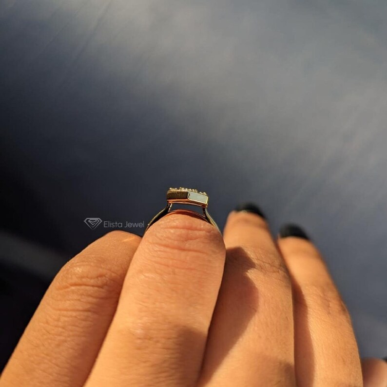 Emerald Cut Diamond Ballerina Ring: Gold Mosaic Engagement Ring