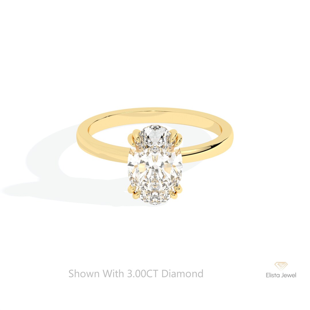 3.00CT オーバルカット ラボ ダイヤモンド ウェディング リング、14K 