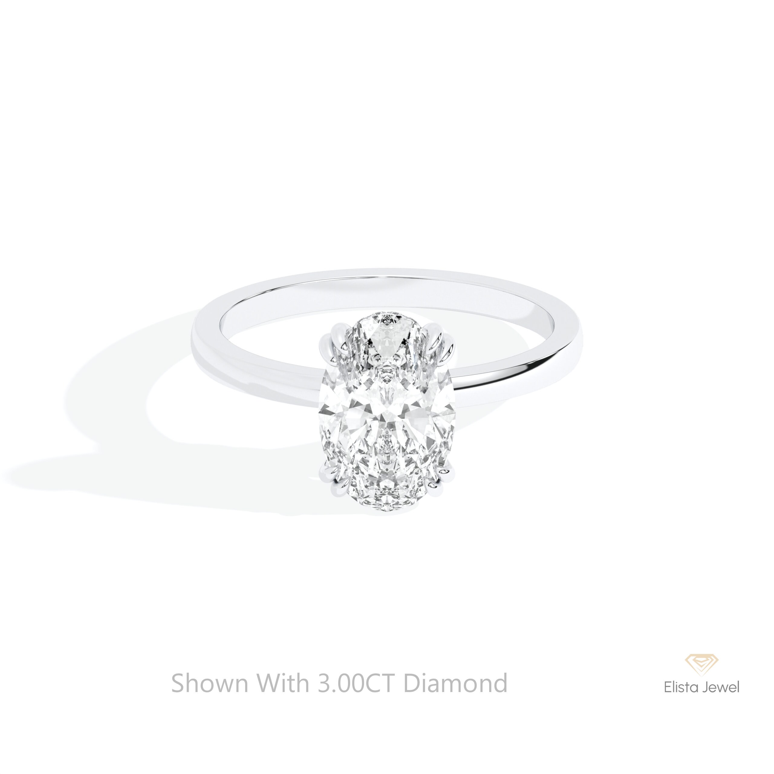 3.00CT オーバルカット ラボ ダイヤモンド ウェディング リング、14K 