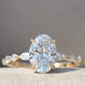 Oval Cut Lab Grown Diamond Engagement Ring, 2CT IGI Certified Oval Diamond Ring, 14K Solid Gold Ring For Women