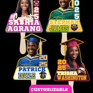 Modèles pour fans de remise des diplômes Collège, Célébration, Personnalisez votre création, 100 % modifiable sur Canva, Ajoutez une image, Changez les couleurs, Changez le texte