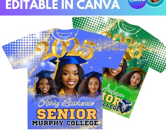 Graduation 3D Shirt Design Bundle, Grad T-Shirt DesignCanva Templates, 32x27 Inch Editable T-Shirt File Perfect For DTF & Sublimation,Canva