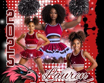 Cheerleading Editable  Canva Template, Change Text, For Cheer & Dance Banner,Senior Sports Poster, Custom Digital Design,For DTF, Bundle