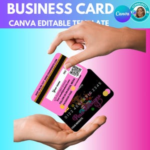 Bewerkbare canva-sjabloon voor visitekaartjes, tekst wijzigen, digitaal aangepast ontwerp, voor afdrukken en sublimatie, zelf maken, inclusief YouTube-video