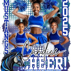 Cheerleading bewerkbare canvassjabloon, tekst wijzigen, forshirts, banners, sportposter, digitaal aangepast ontwerp, voor DTF en sublimatie