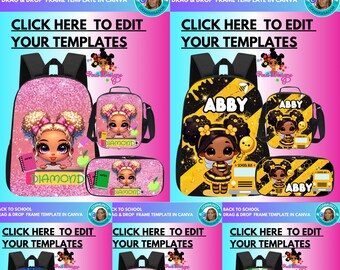 Editable Back To School Backpack, Lunch Bag & Pencil Case Canva Template
