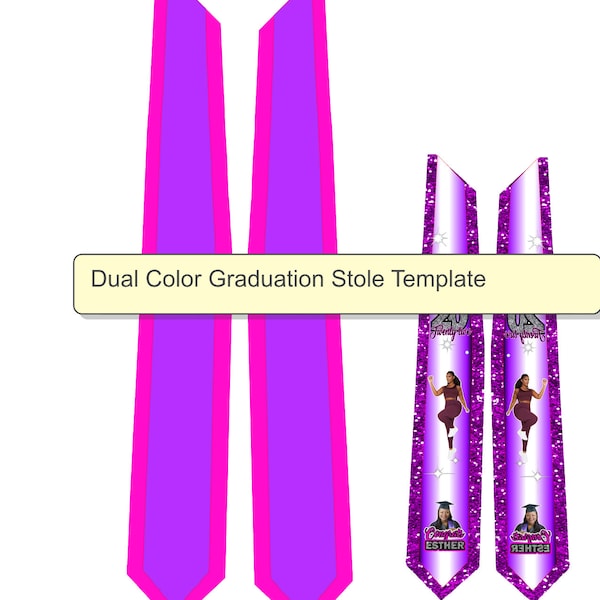 Graduation Stole Templates,Dual Color ,SVG, Glitter PNG, College ,Celebration,Personalized