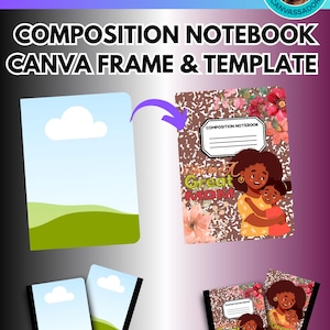Composition Notebook Cover Canva Frame Template and Mockup Template